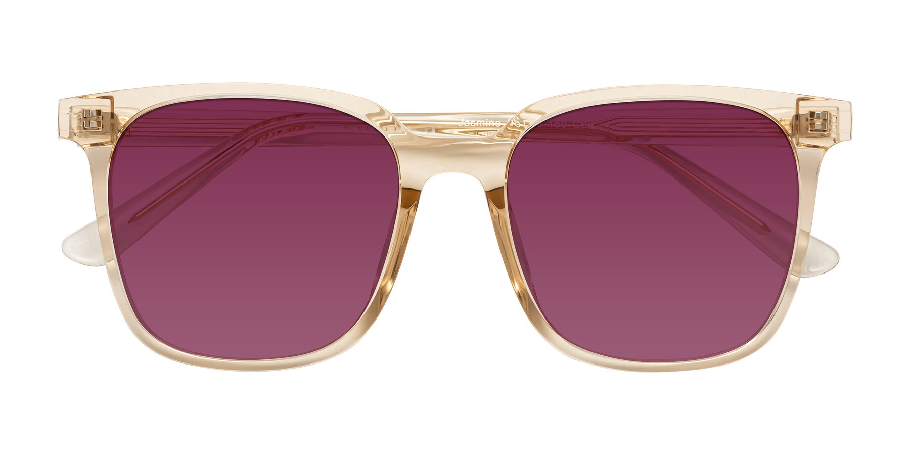 Folded Front of Jasmine in Champagne with Wine Tinted Lenses
