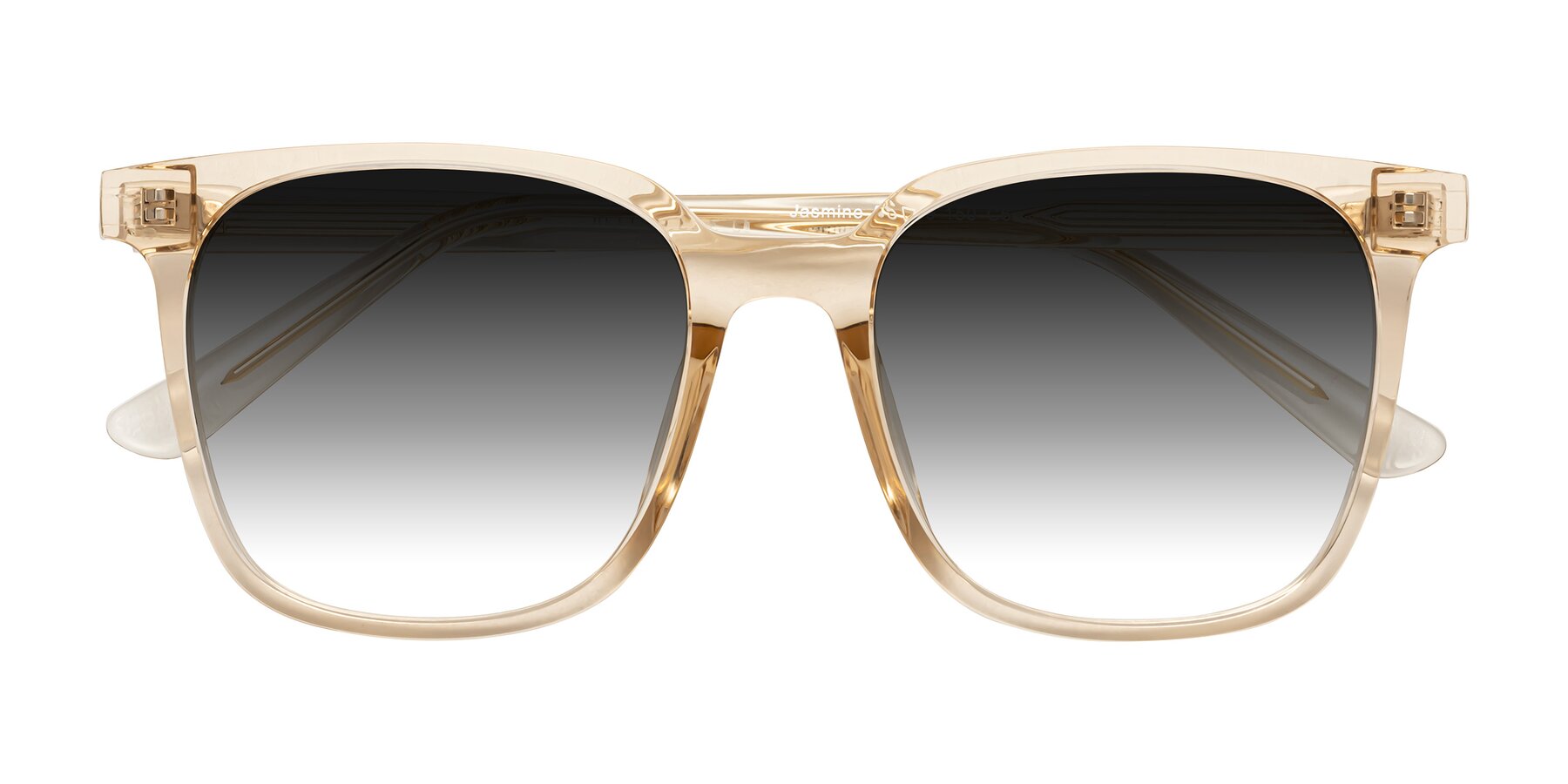 Folded Front of Jasmine in Champagne with Gray Gradient Lenses