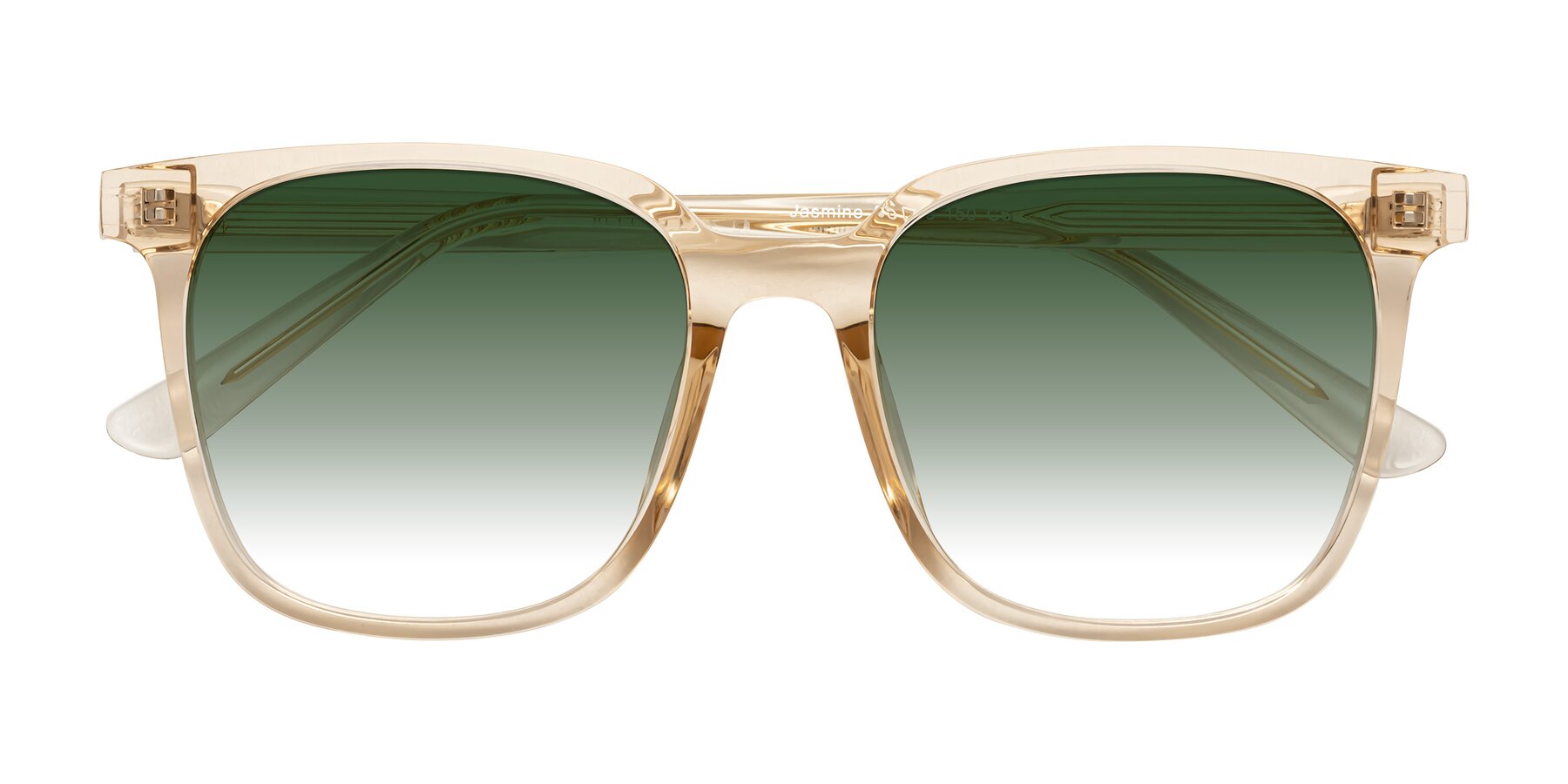 Folded Front of Jasmine in Champagne with Green Gradient Lenses