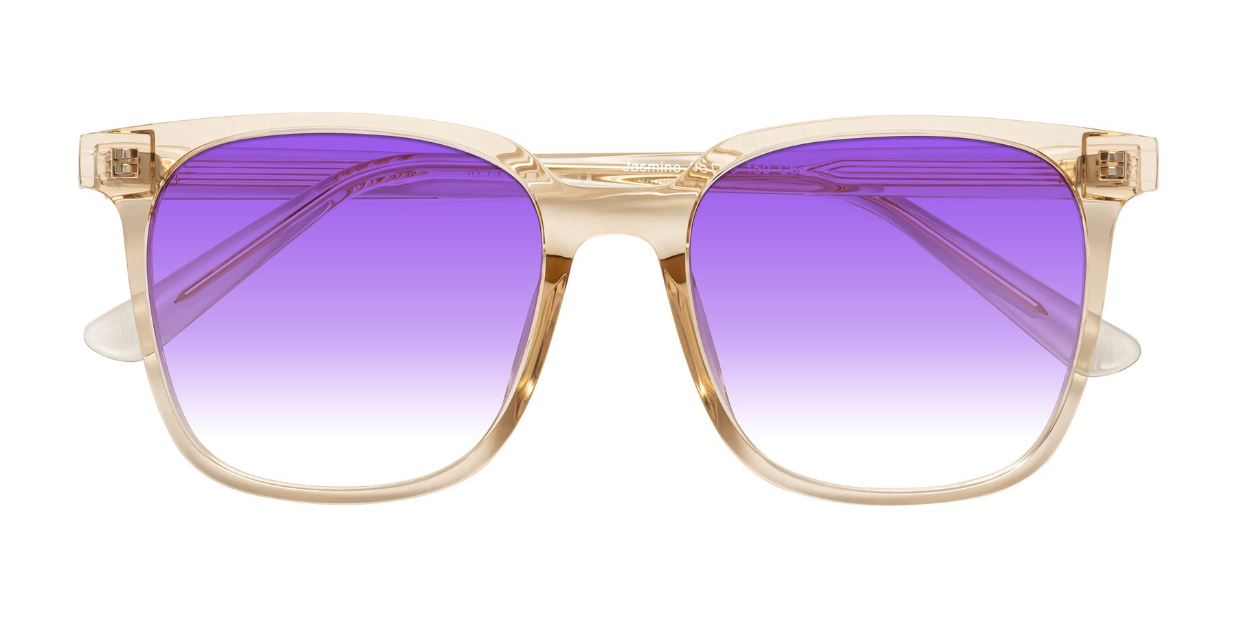 Folded Front of Jasmine in Champagne with Purple Gradient Lenses