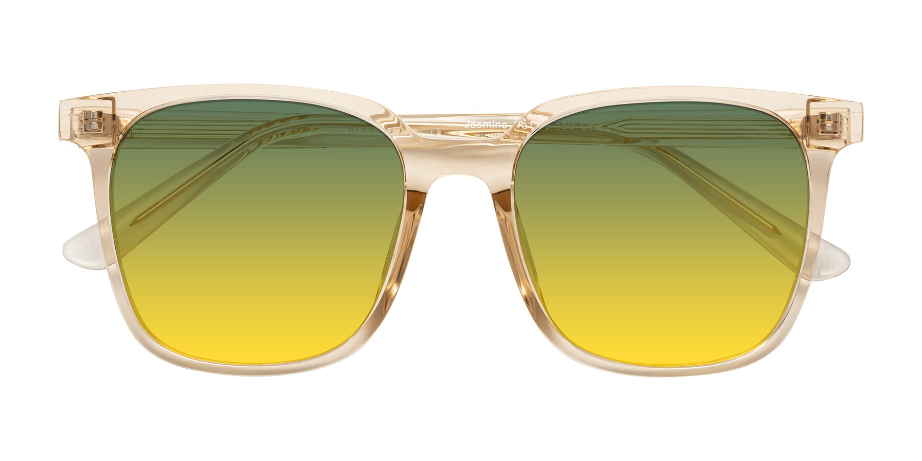 Folded Front of Jasmine in Champagne with Green / Yellow Gradient Lenses