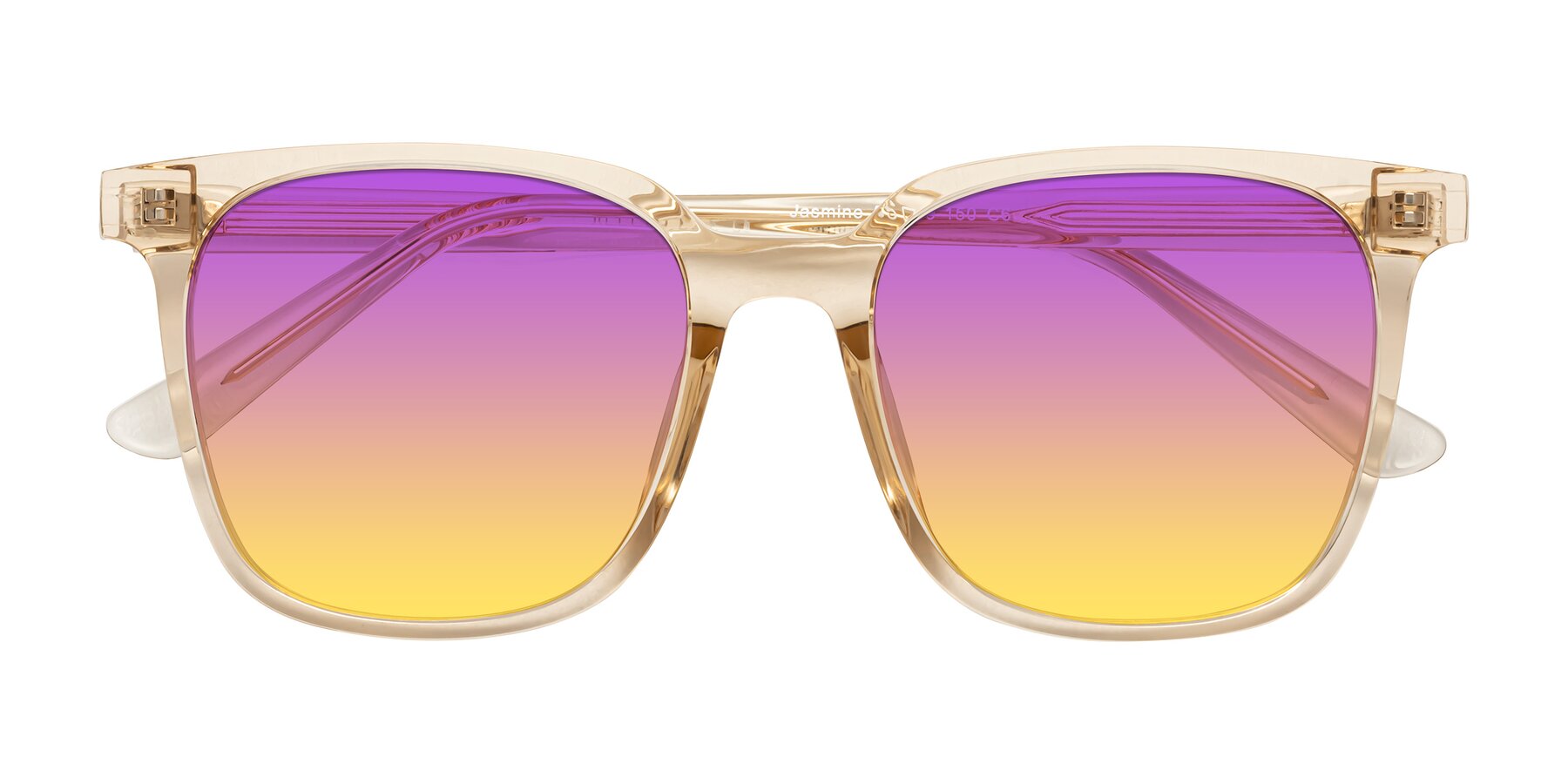Folded Front of Jasmine in Champagne with Purple / Yellow Gradient Lenses