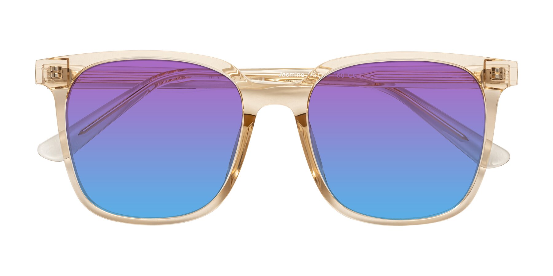 Folded Front of Jasmine in Champagne with Purple / Blue Gradient Lenses