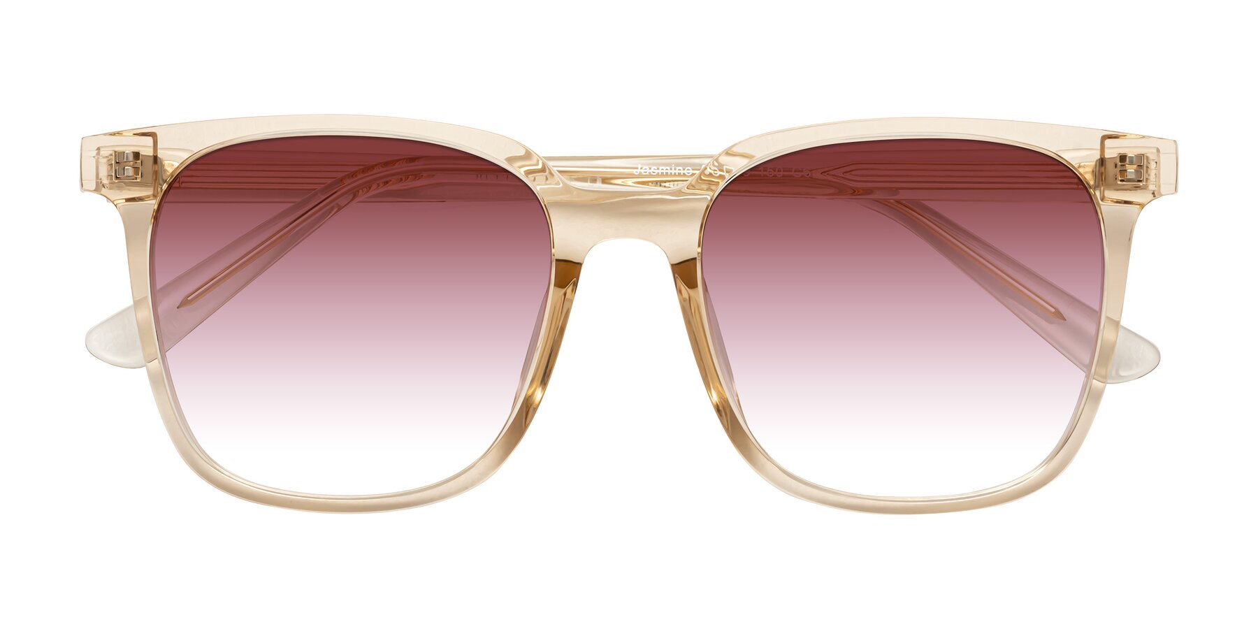 Folded Front of Jasmine in Champagne with Garnet Gradient Lenses