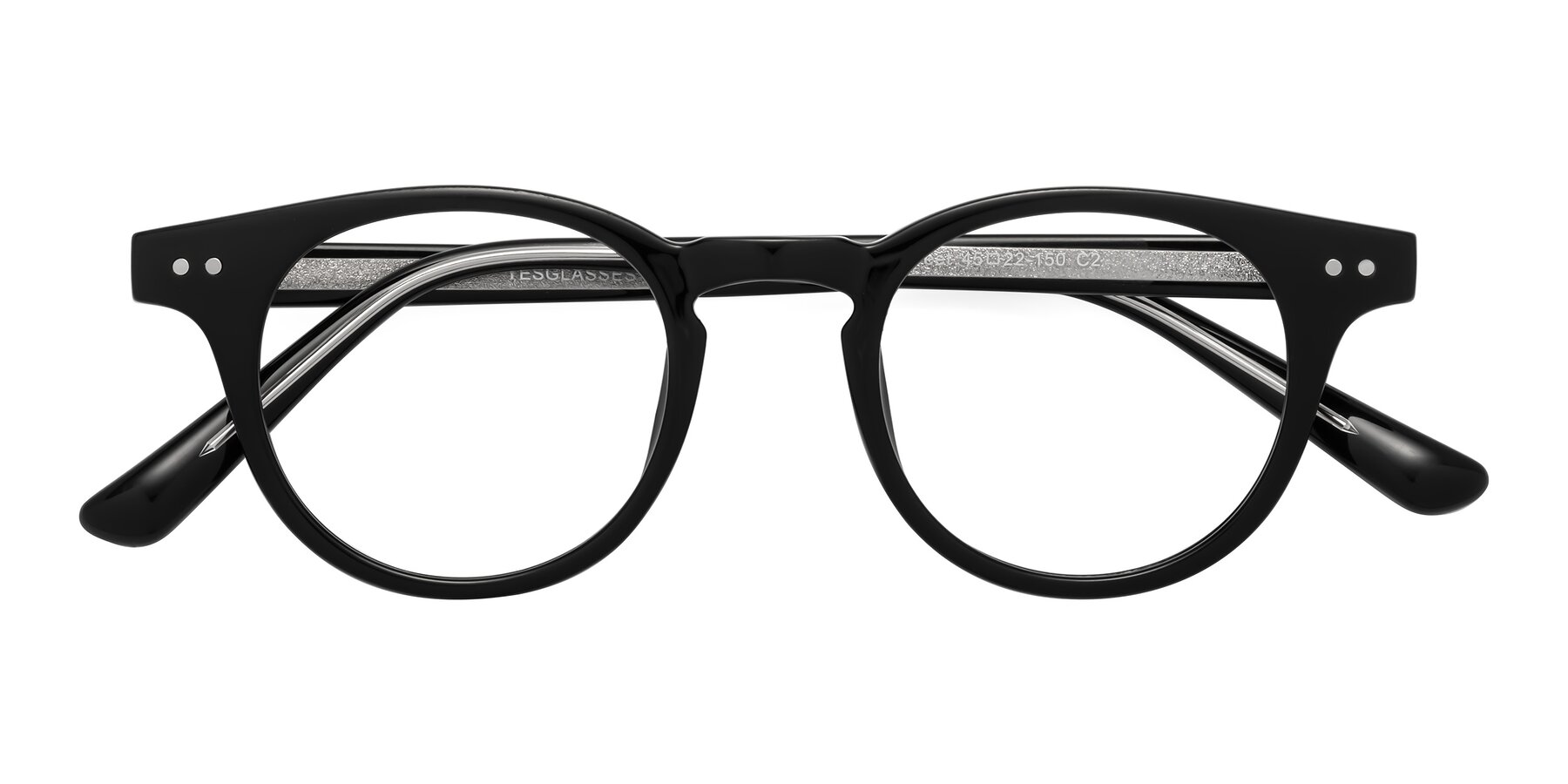 Folded Front of Sweet in Black with Clear Eyeglass Lenses