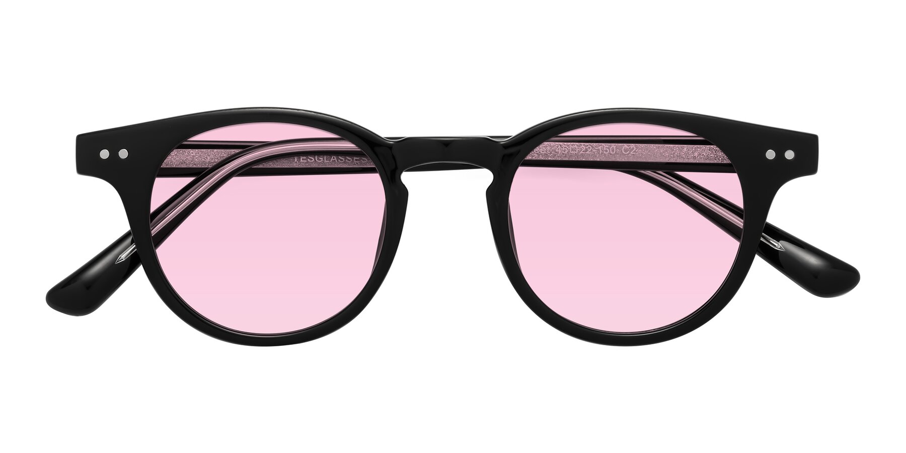 Folded Front of Sweet in Black with Light Pink Tinted Lenses