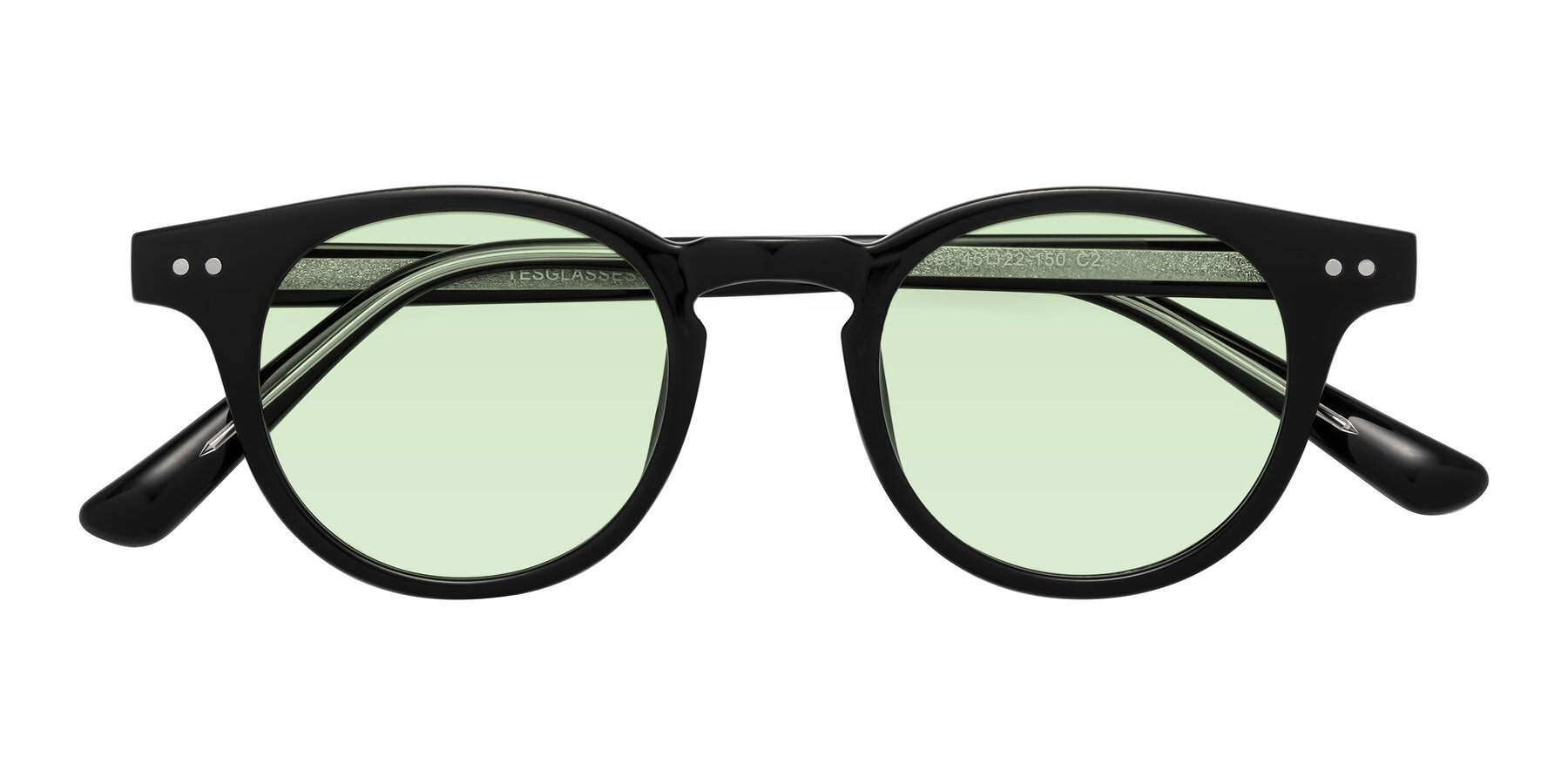 Folded Front of Sweet in Black with Light Green Tinted Lenses
