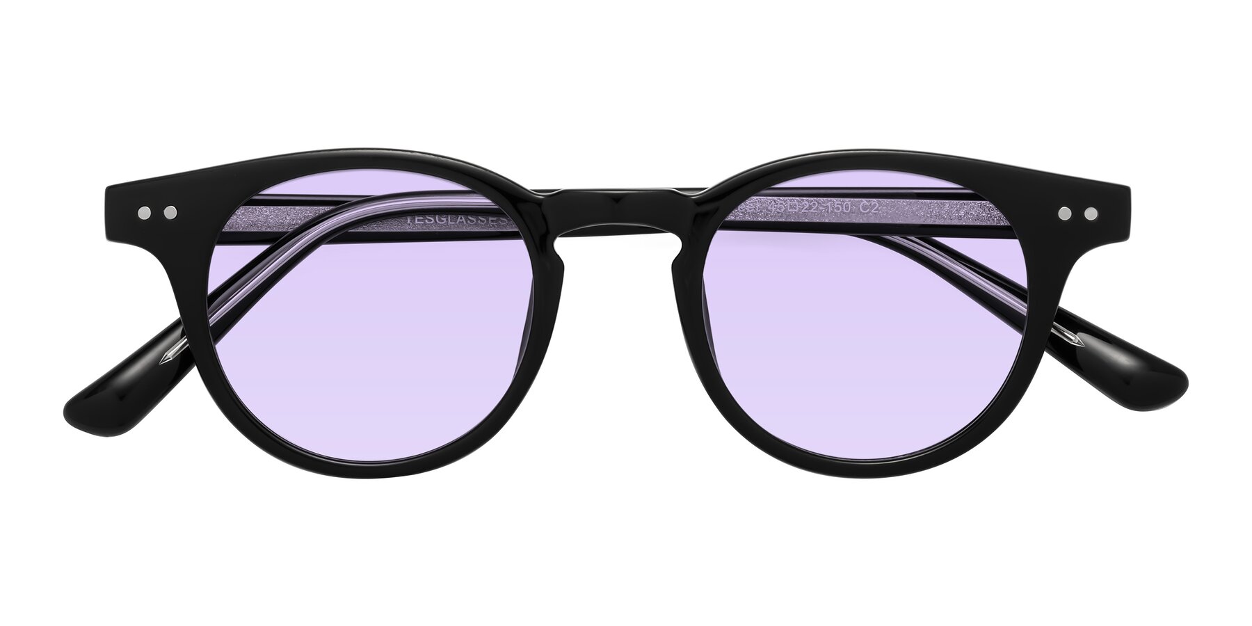 Folded Front of Sweet in Black with Light Purple Tinted Lenses