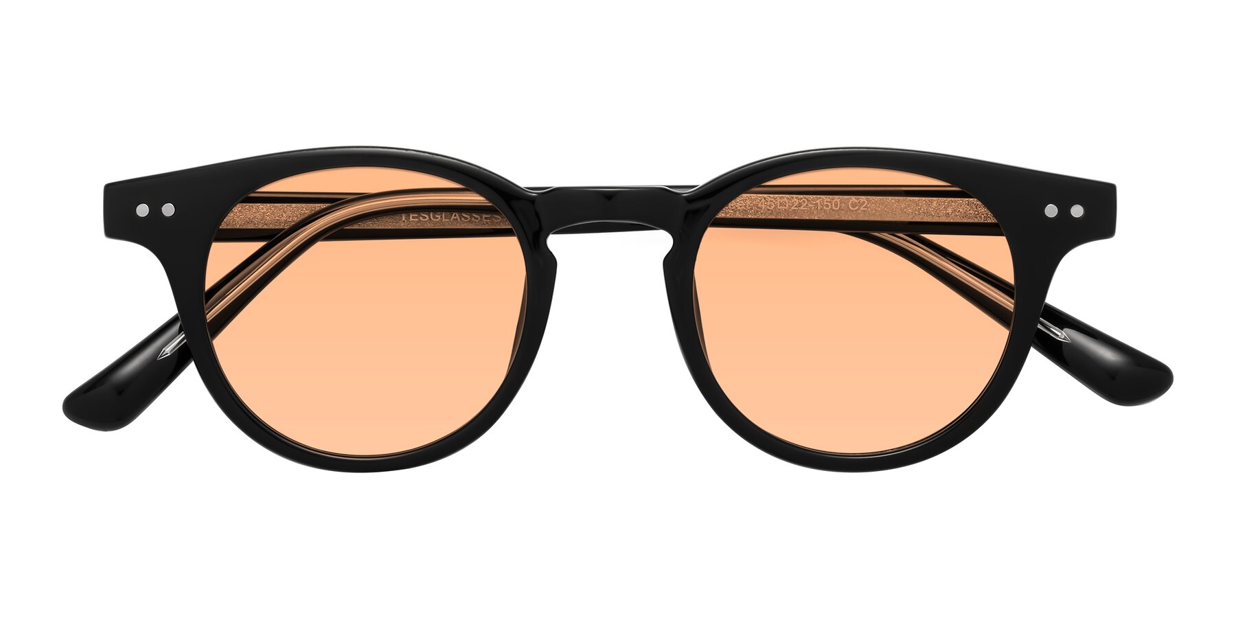 Folded Front of Sweet in Black with Light Orange Tinted Lenses