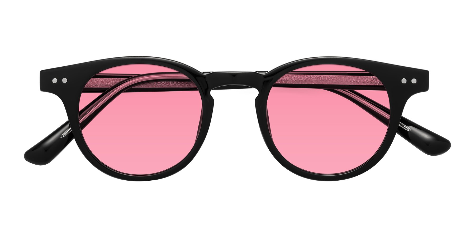 Folded Front of Sweet in Black with Pink Tinted Lenses