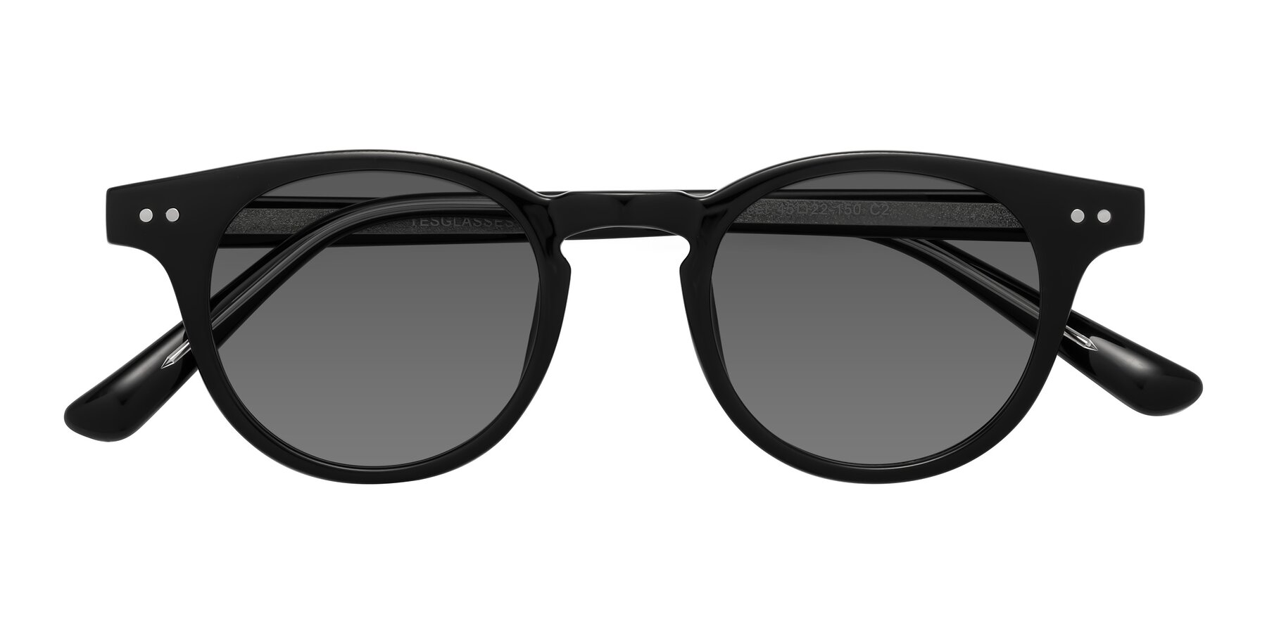 Folded Front of Sweet in Black with Medium Gray Tinted Lenses