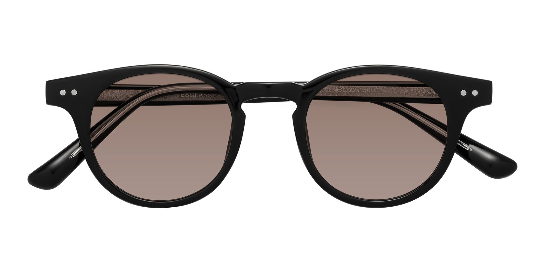 Folded Front of Sweet in Black with Medium Brown Tinted Lenses