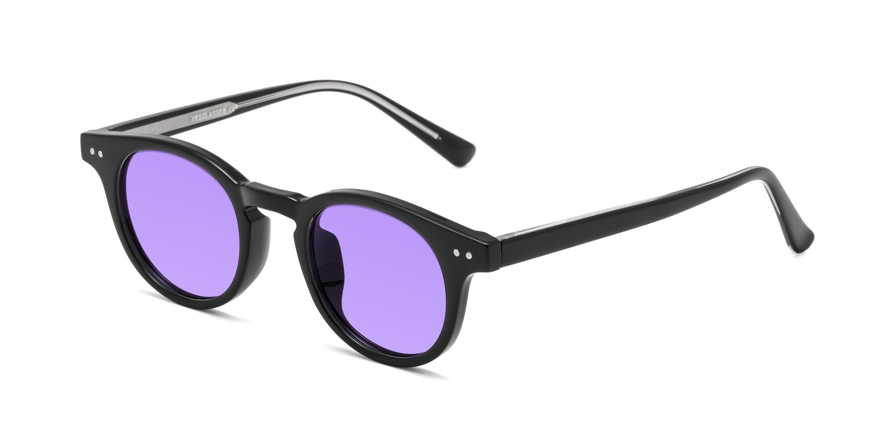 Angle of Sweet in Black with Medium Purple Tinted Lenses