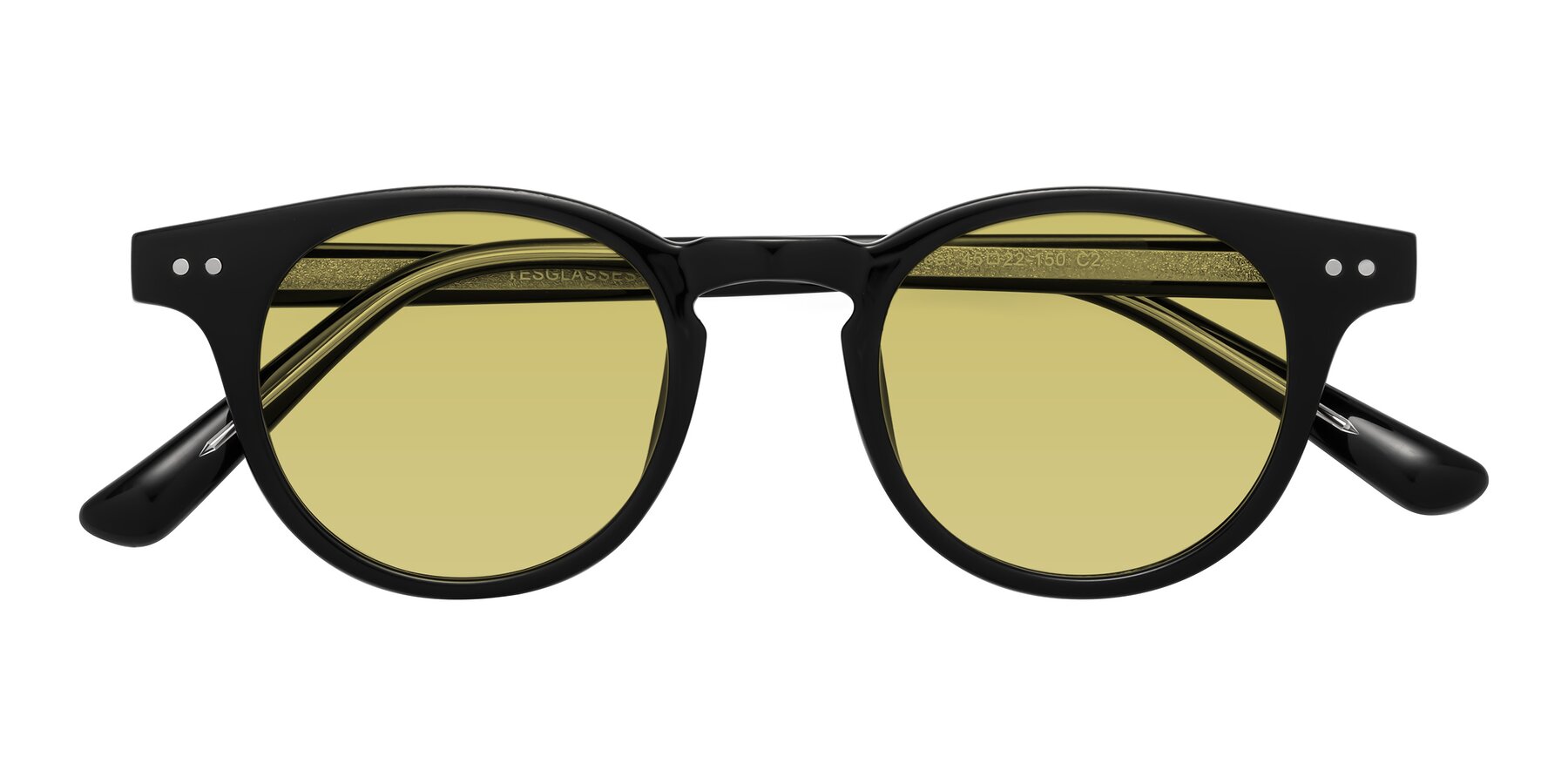 Folded Front of Sweet in Black with Medium Champagne Tinted Lenses