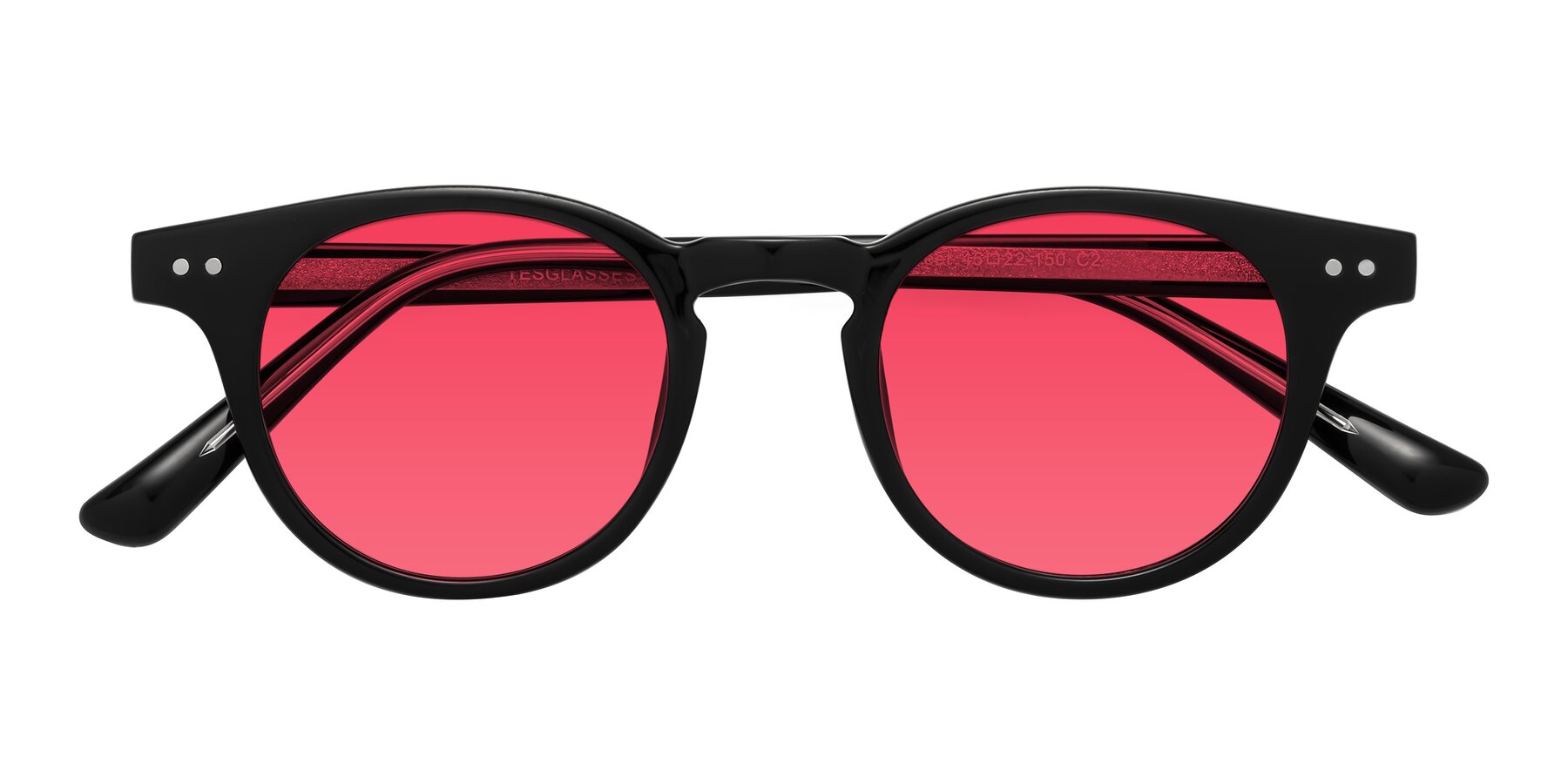 Folded Front of Sweet in Black with Red Tinted Lenses