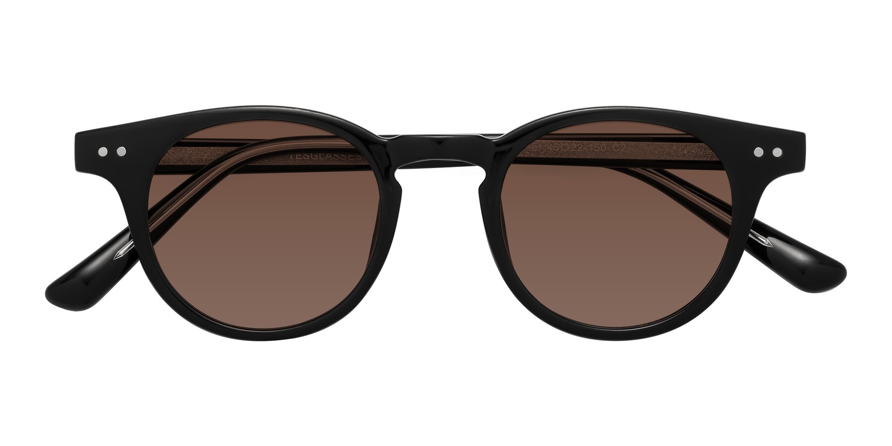 Folded Front of Sweet in Black with Brown Tinted Lenses