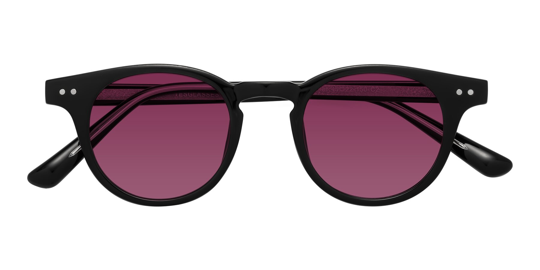 Folded Front of Sweet in Black with Wine Tinted Lenses