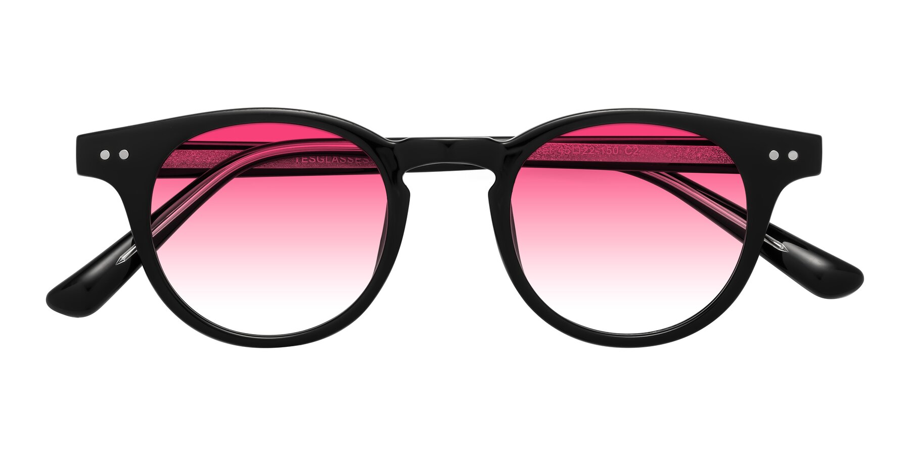 Folded Front of Sweet in Black with Pink Gradient Lenses