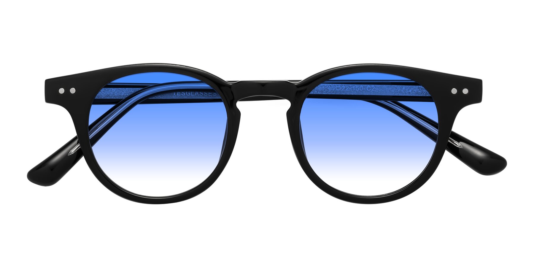 Folded Front of Sweet in Black with Blue Gradient Lenses