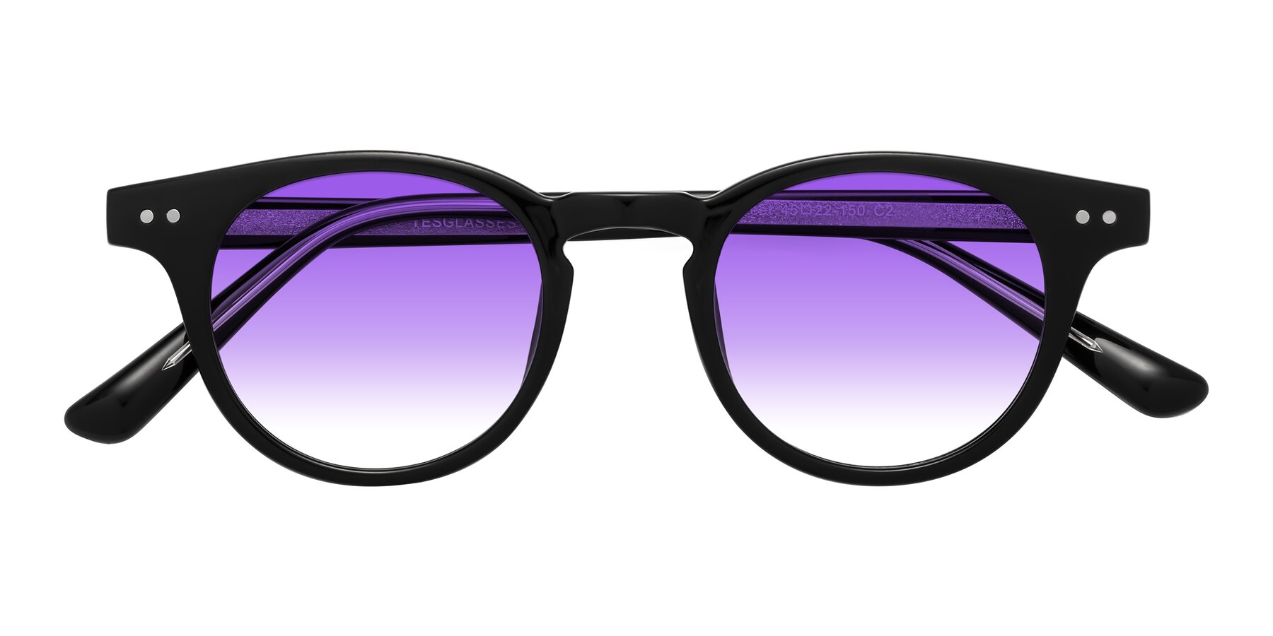 Folded Front of Sweet in Black with Purple Gradient Lenses