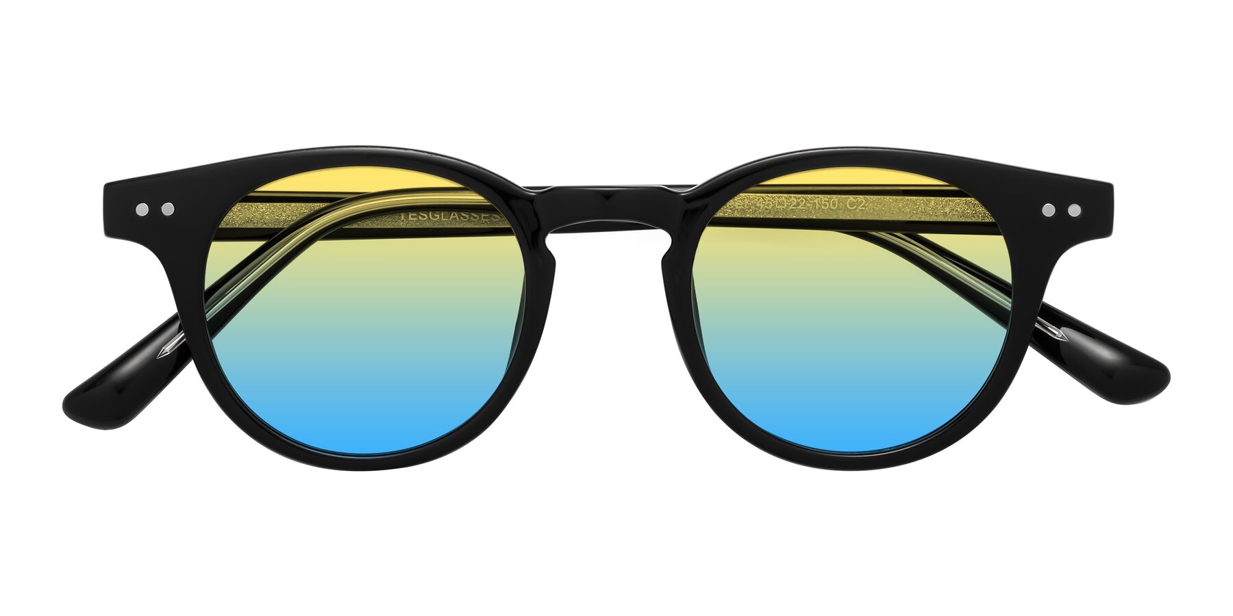 Folded Front of Sweet in Black with Yellow / Blue Gradient Lenses