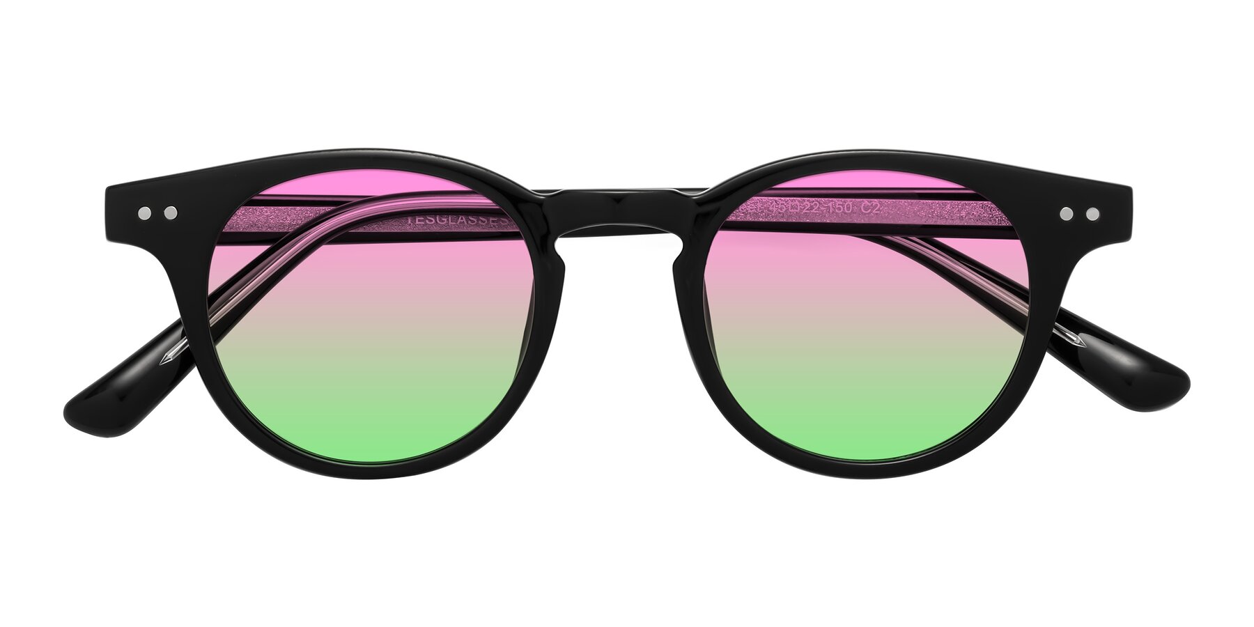 Folded Front of Sweet in Black with Pink / Green Gradient Lenses