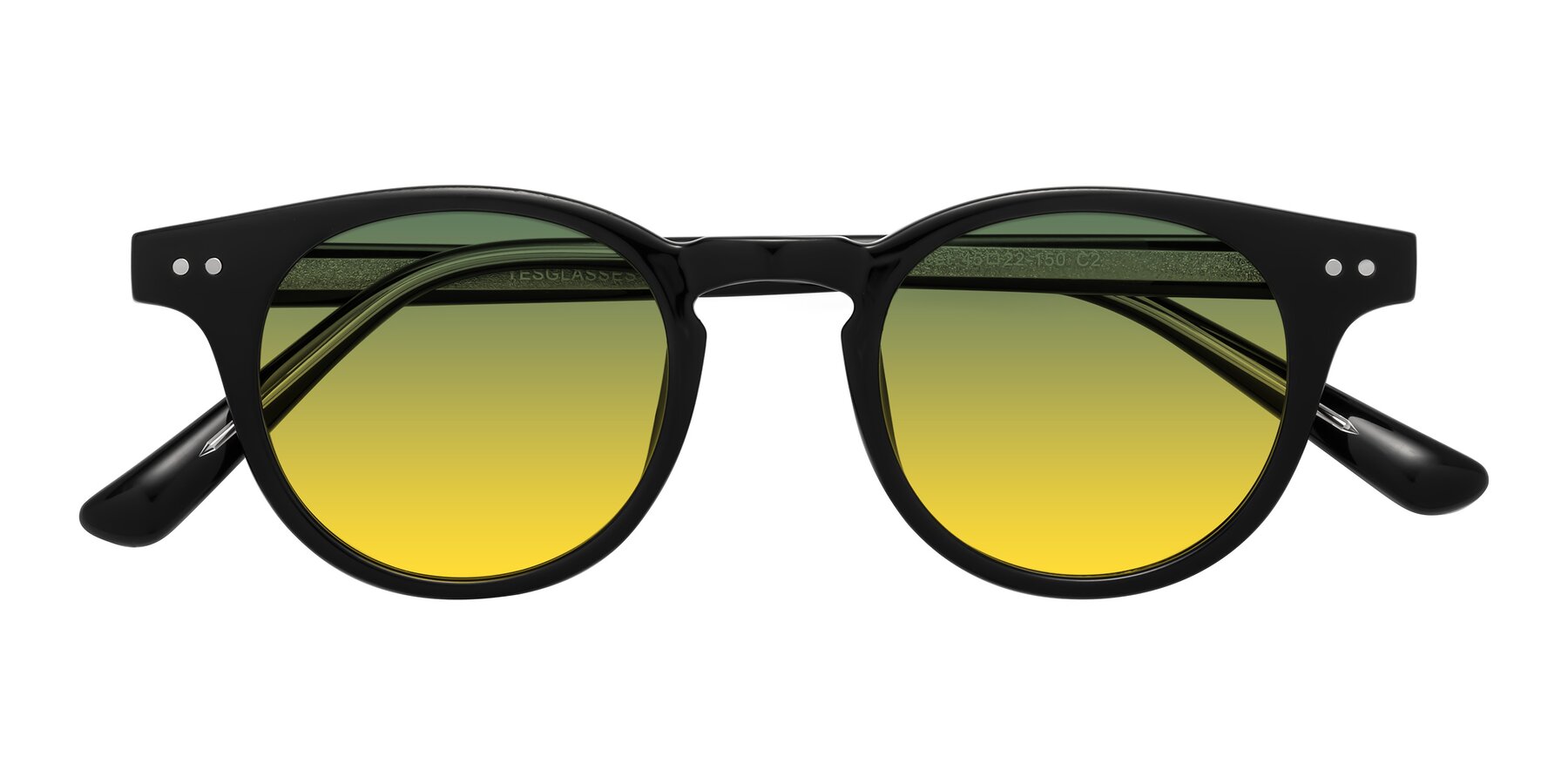 Folded Front of Sweet in Black with Green / Yellow Gradient Lenses
