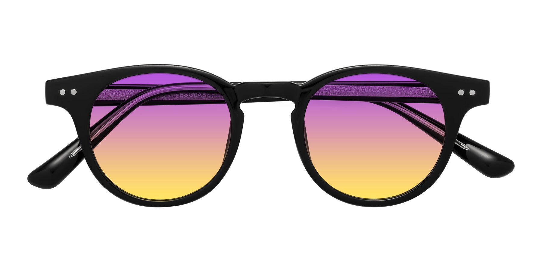 Folded Front of Sweet in Black with Purple / Yellow Gradient Lenses