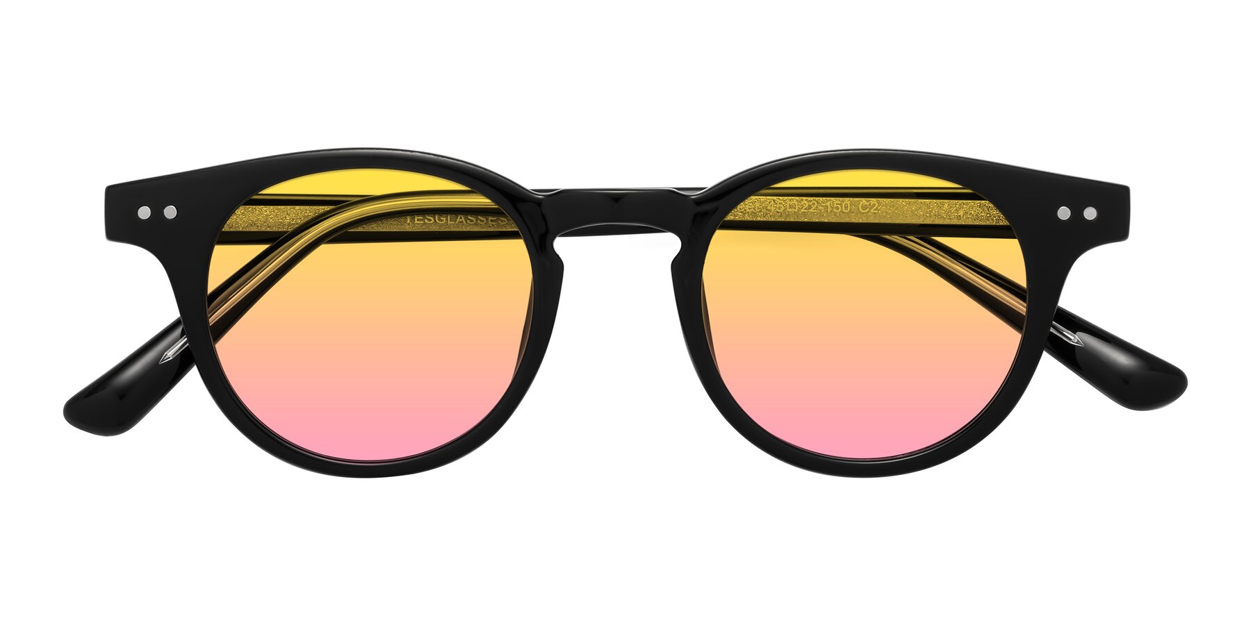 Folded Front of Sweet in Black with Yellow / Pink Gradient Lenses