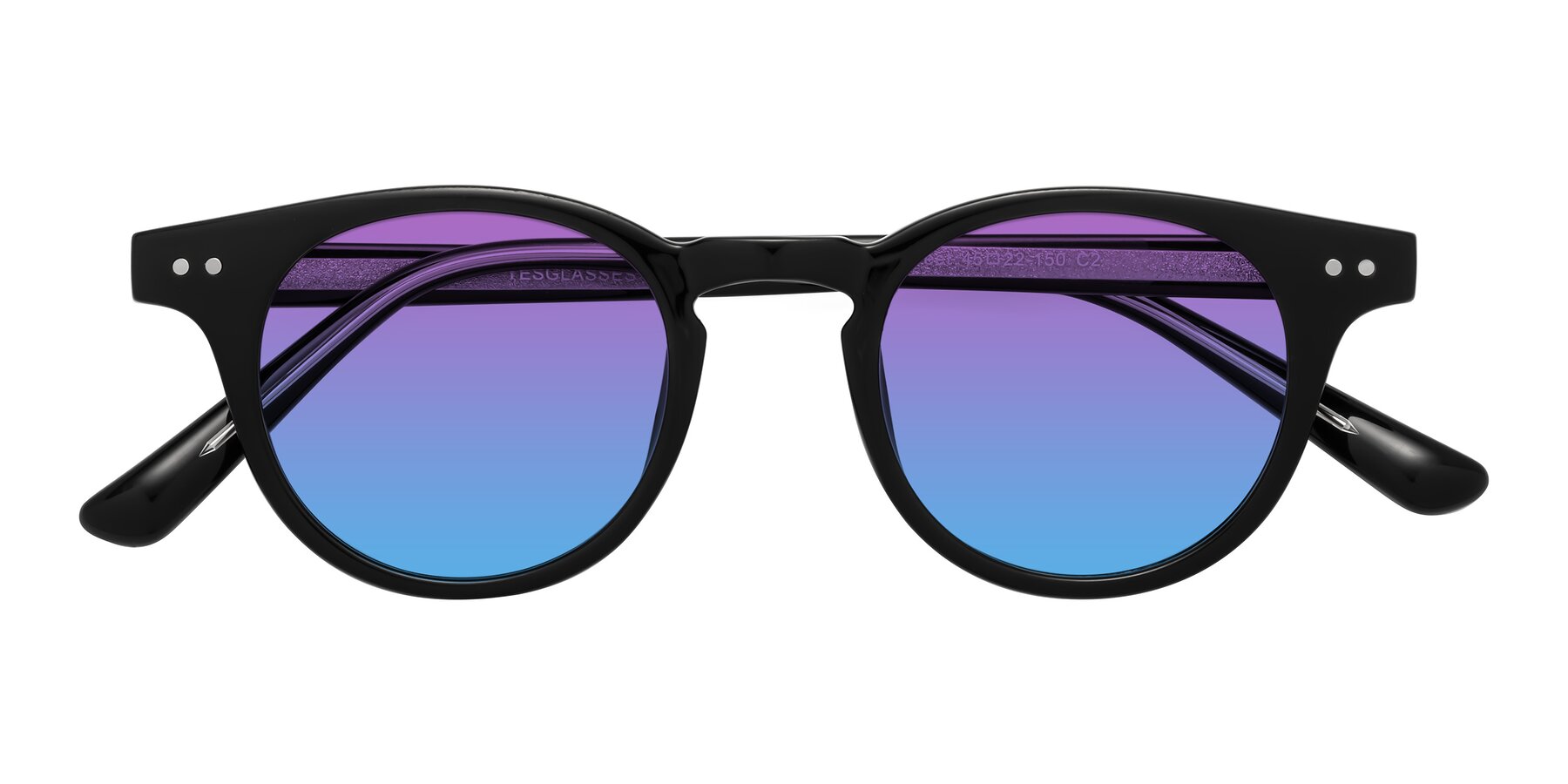 Folded Front of Sweet in Black with Purple / Blue Gradient Lenses