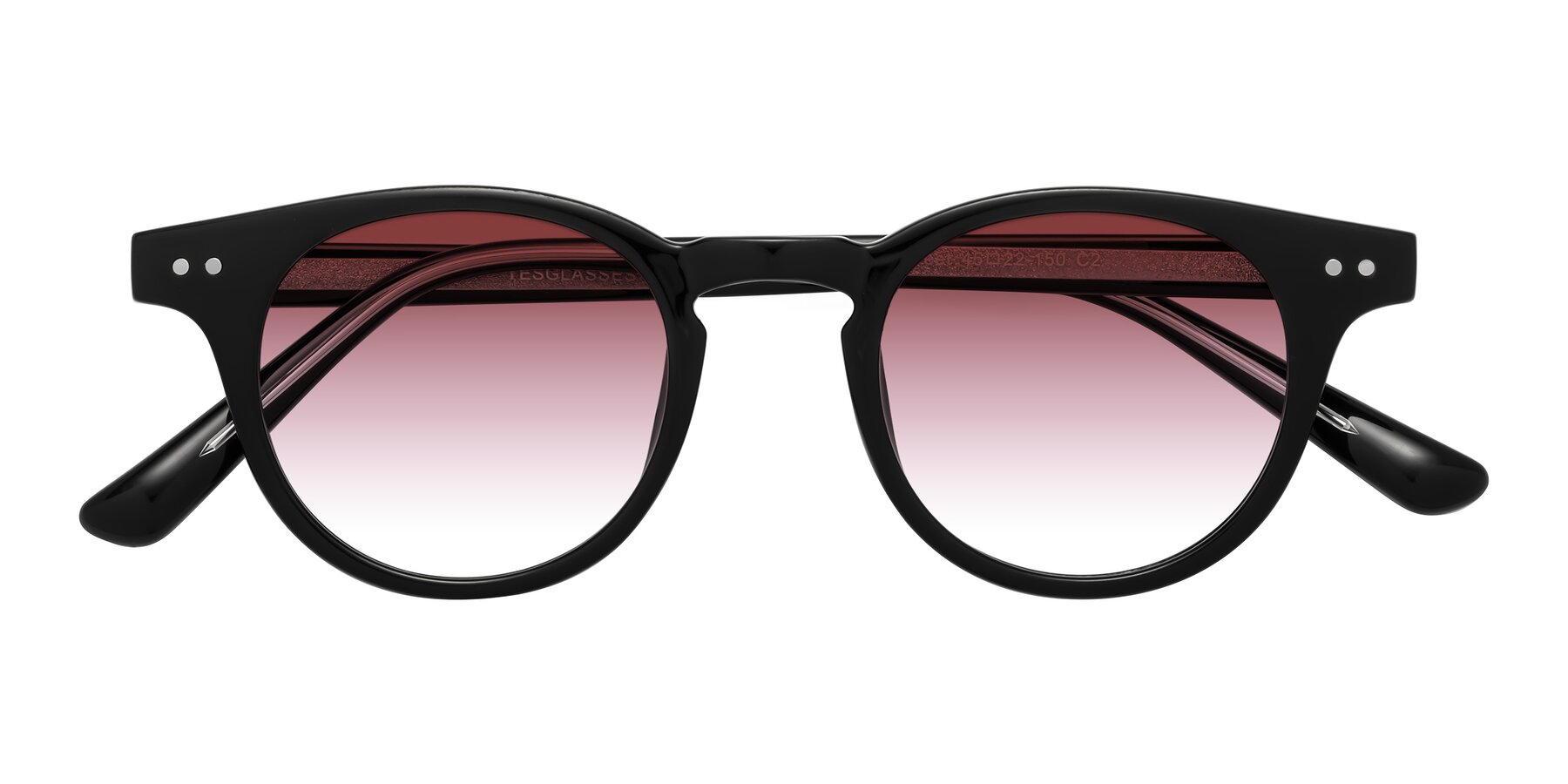 Folded Front of Sweet in Black with Garnet Gradient Lenses