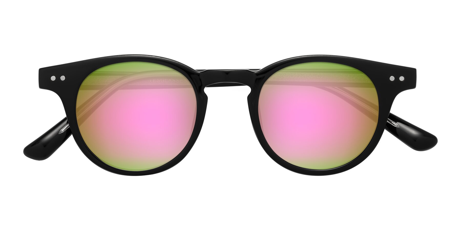 Folded Front of Sweet in Black with Pink Mirrored Lenses