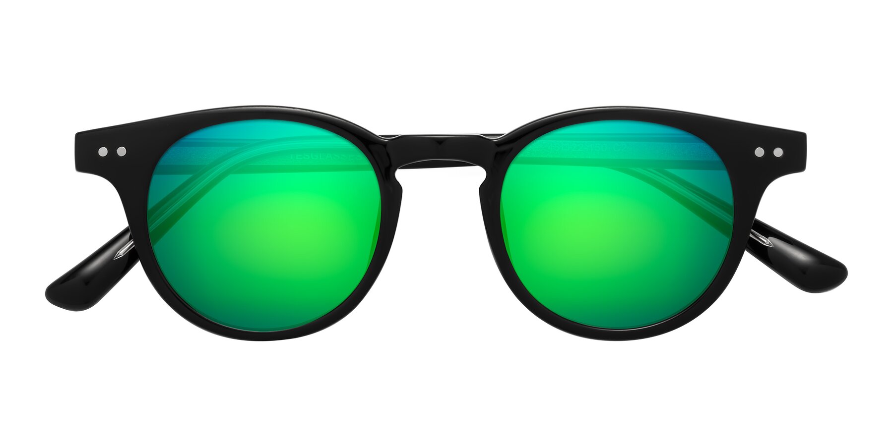 Folded Front of Sweet in Black with Green Mirrored Lenses