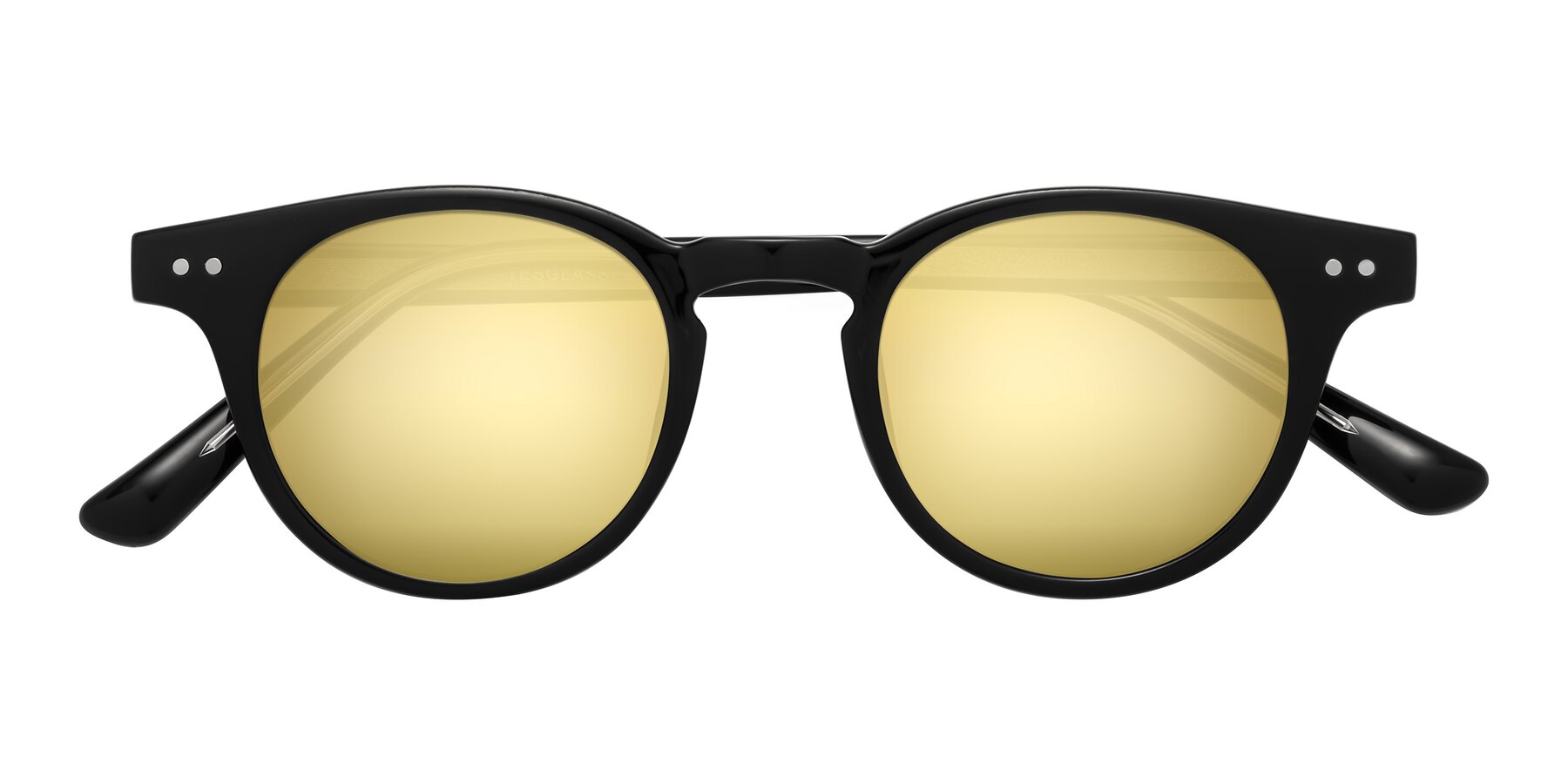 Folded Front of Sweet in Black with Gold Mirrored Lenses