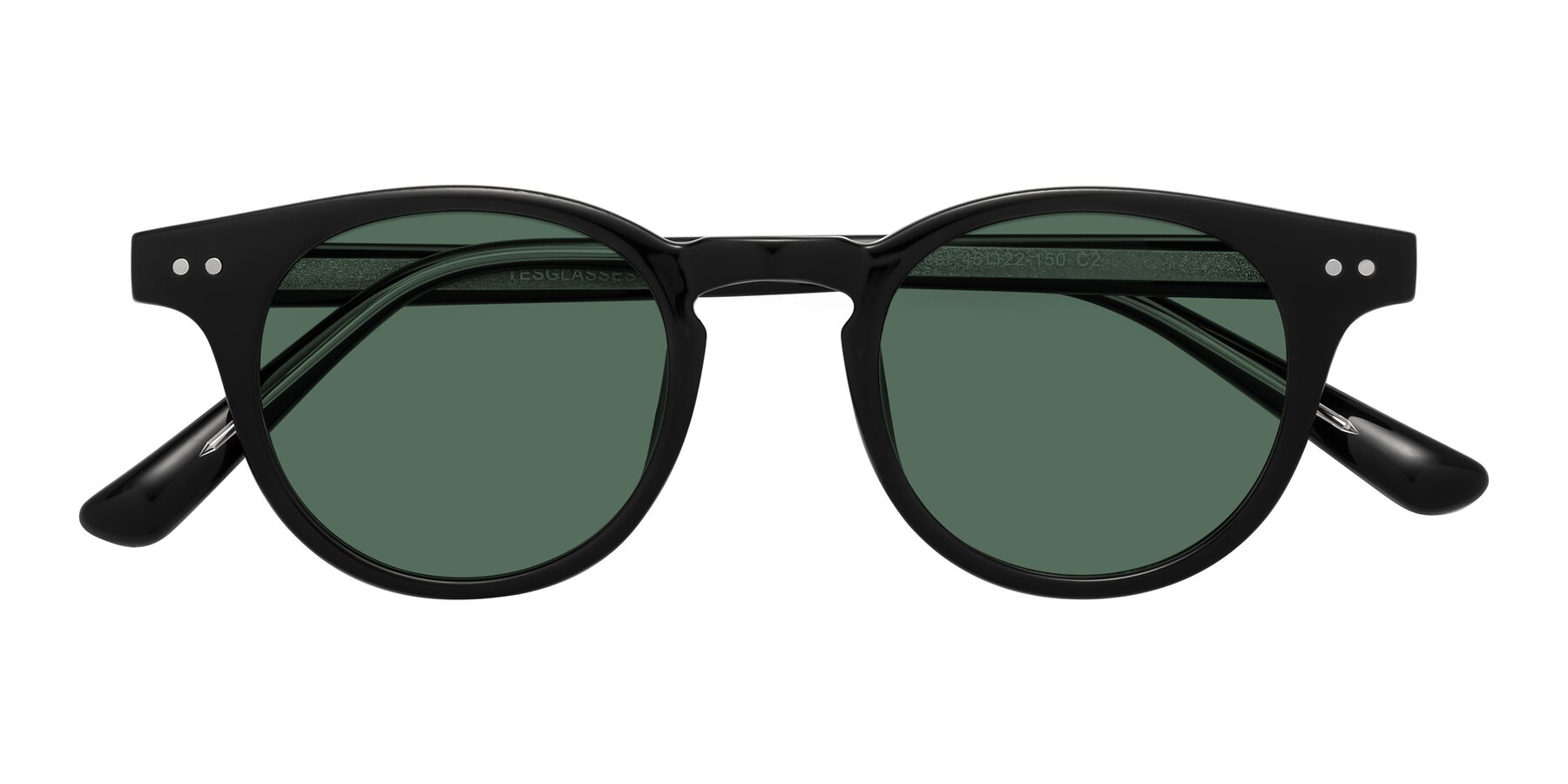 Folded Front of Sweet in Black with Green Polarized Lenses
