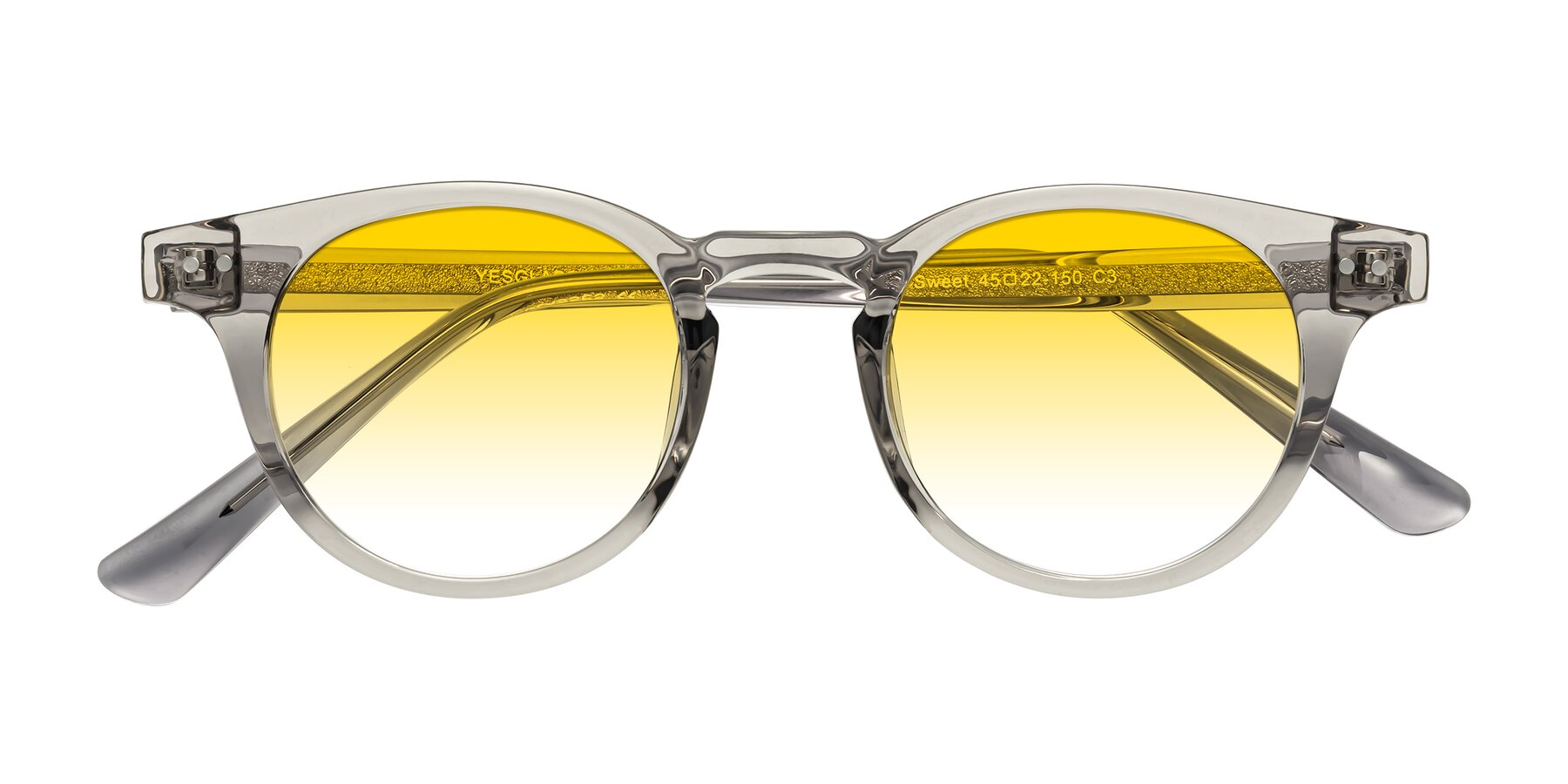 Folded Front of Sweet in Translucent Gray with Yellow Gradient Lenses