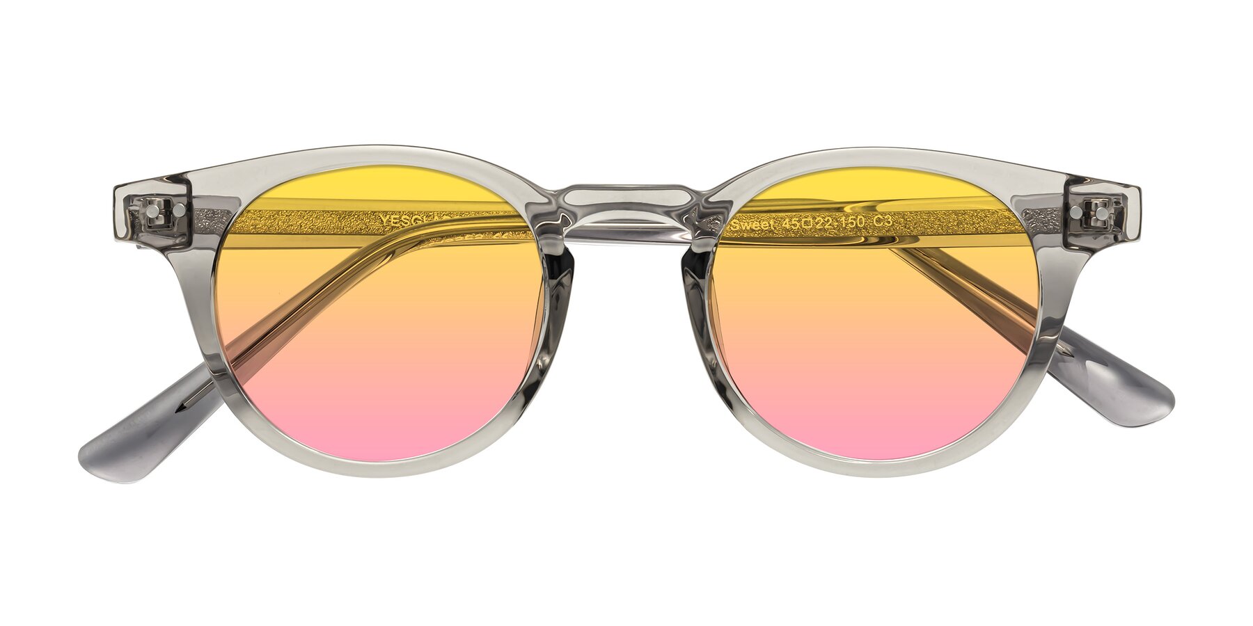 Folded Front of Sweet in Translucent Gray with Yellow / Pink Gradient Lenses