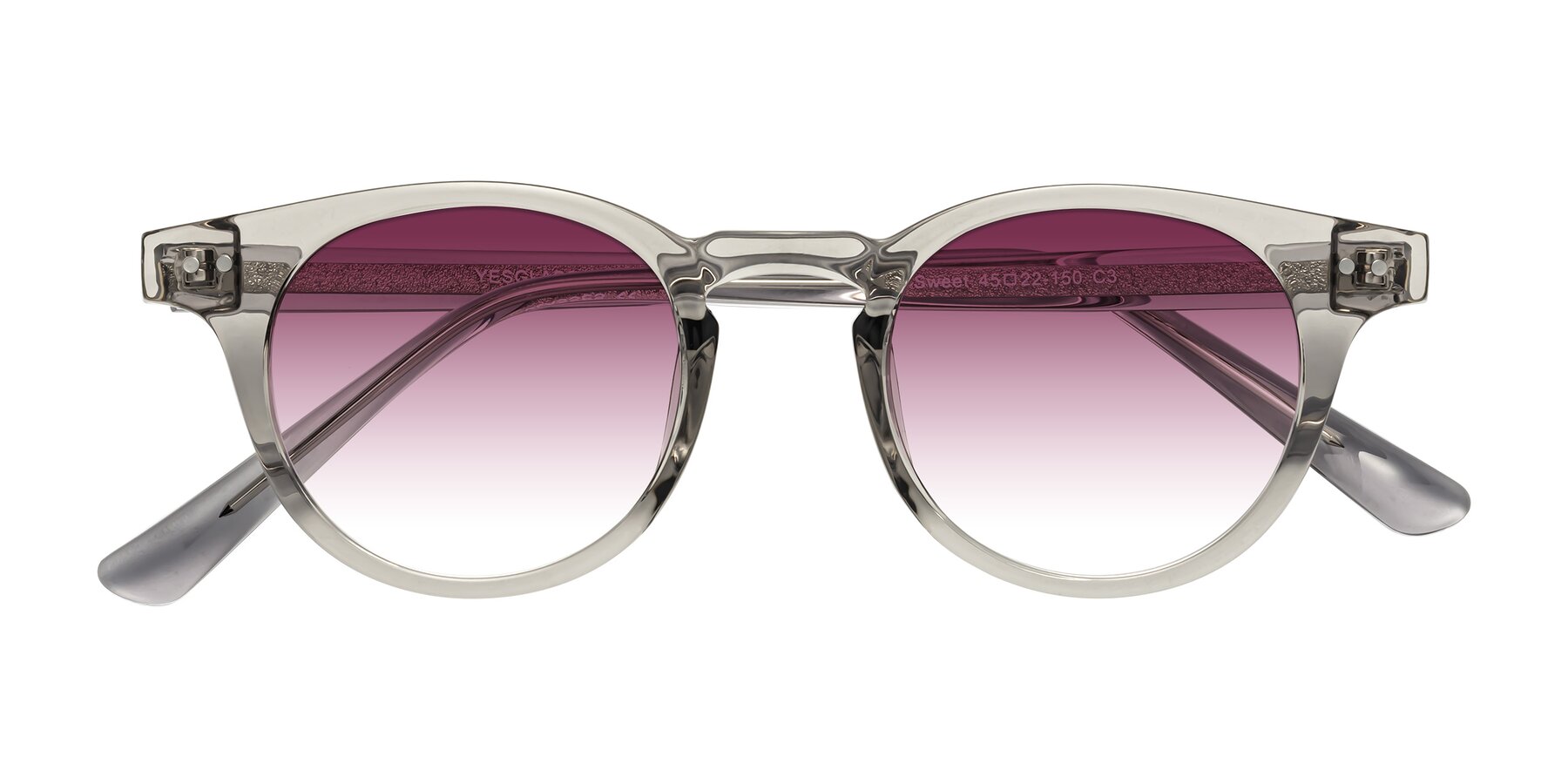 Folded Front of Sweet in Translucent Gray with Wine Gradient Lenses