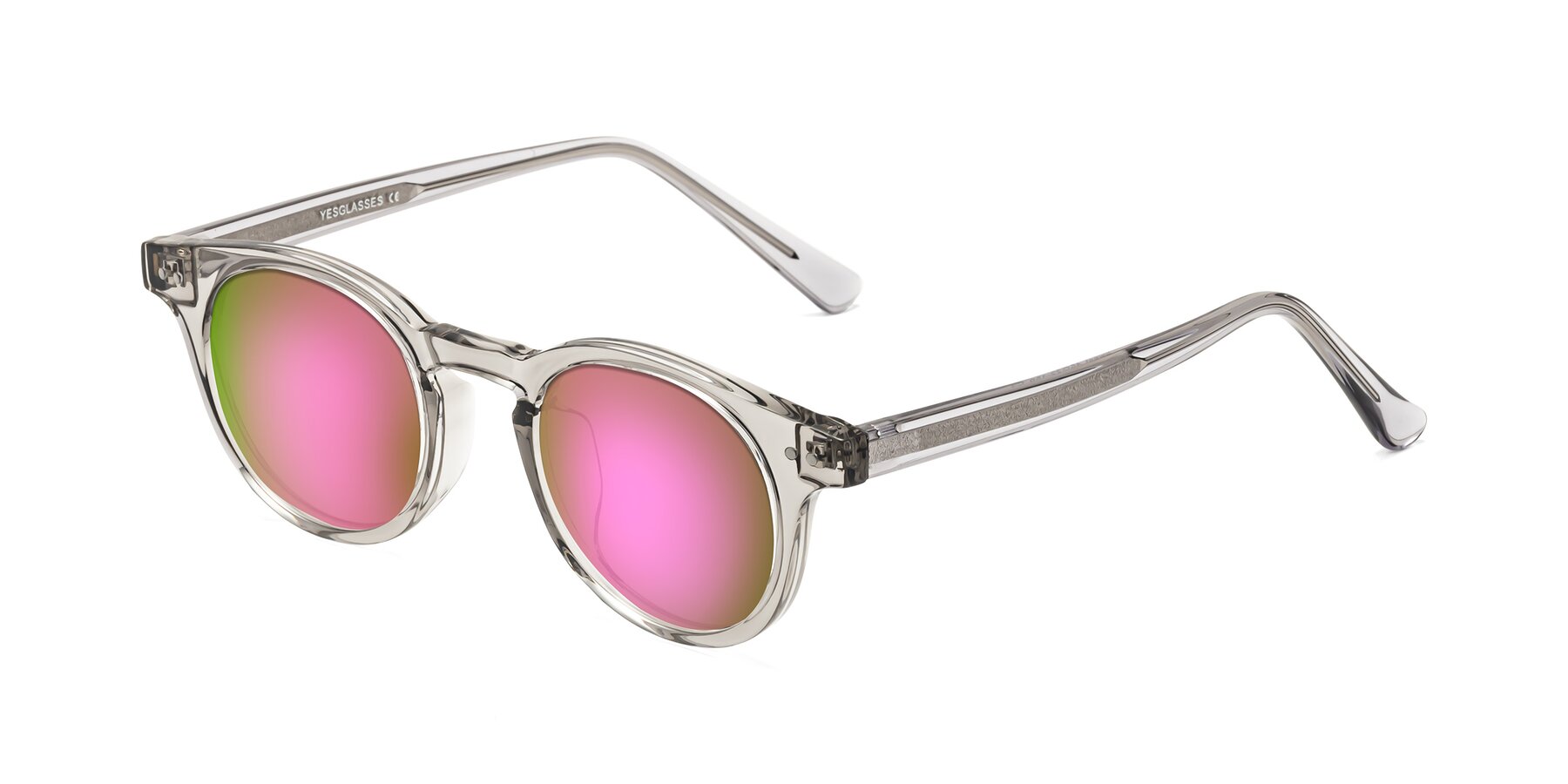 Angle of Sweet in Translucent Gray with Pink Mirrored Lenses