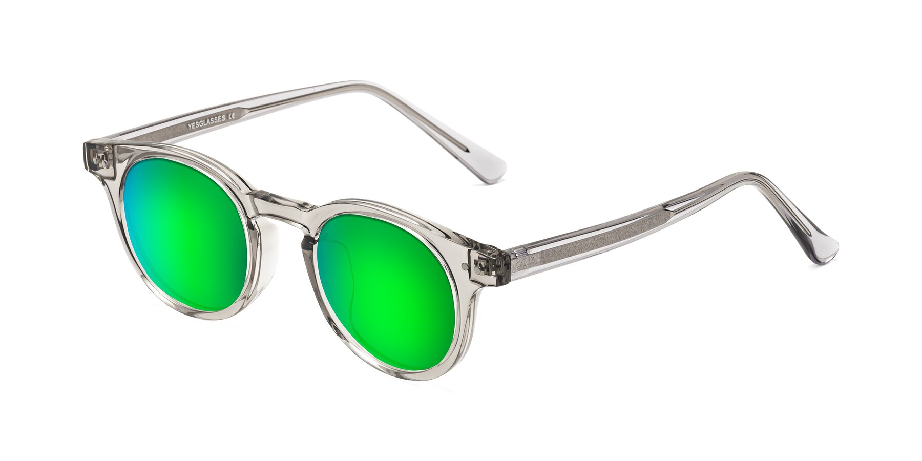 Angle of Sweet in Translucent Gray with Green Mirrored Lenses