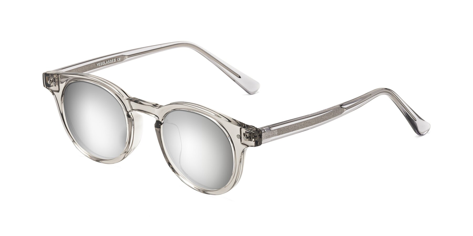 Angle of Sweet in Translucent Gray with Silver Mirrored Lenses