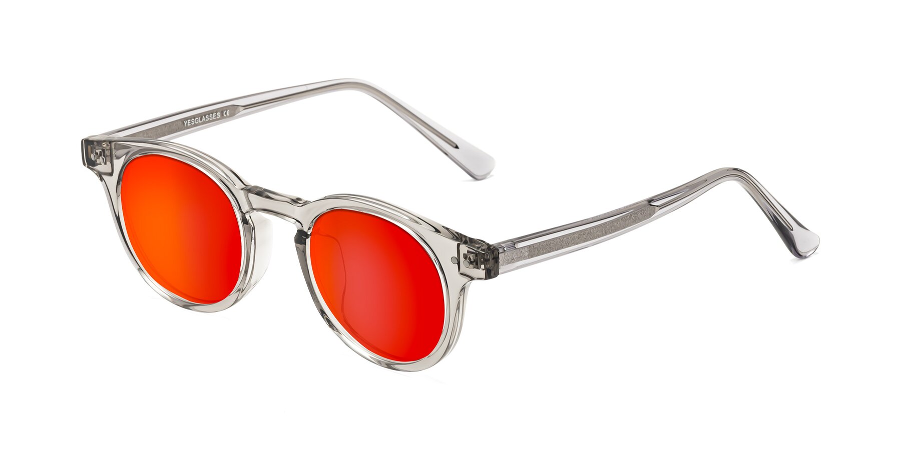 Angle of Sweet in Translucent Gray with Red Gold Mirrored Lenses
