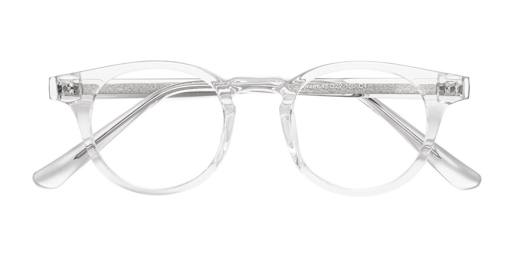 Folded Front of Sweet in Clear with Clear Eyeglass Lenses