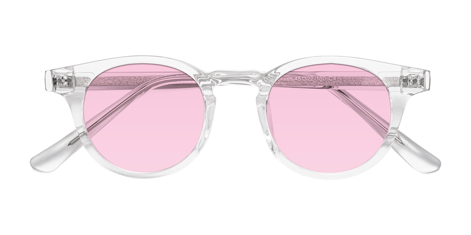 Folded Front of Sweet in Clear with Light Pink Tinted Lenses