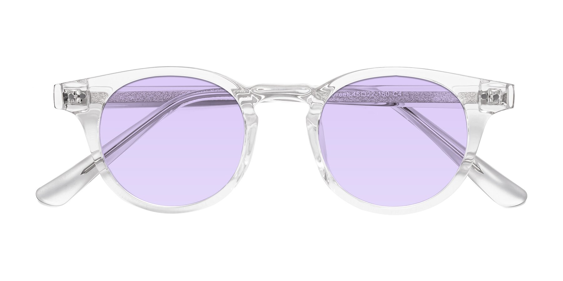 Folded Front of Sweet in Clear with Light Purple Tinted Lenses