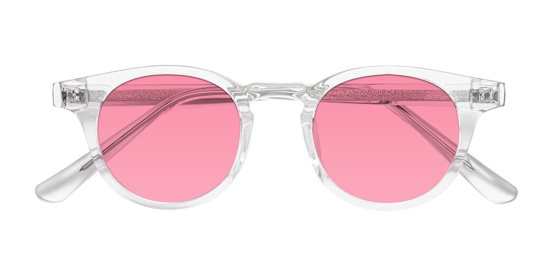 Folded Front of Sweet in Clear with Pink Tinted Lenses