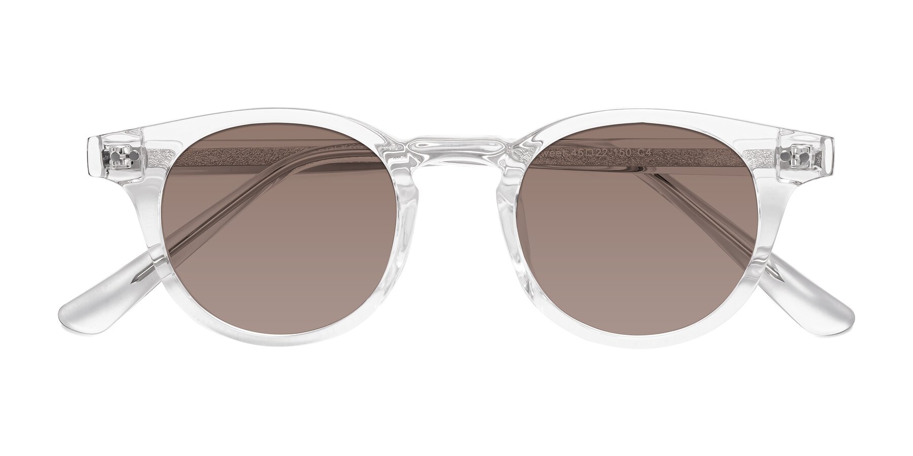 Folded Front of Sweet in Clear with Medium Brown Tinted Lenses