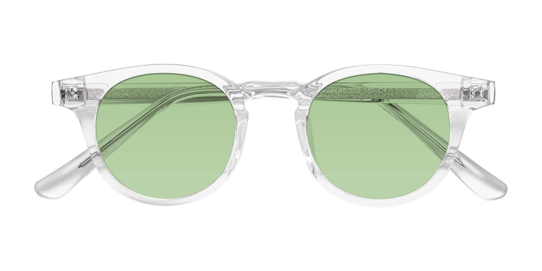 Folded Front of Sweet in Clear with Medium Green Tinted Lenses