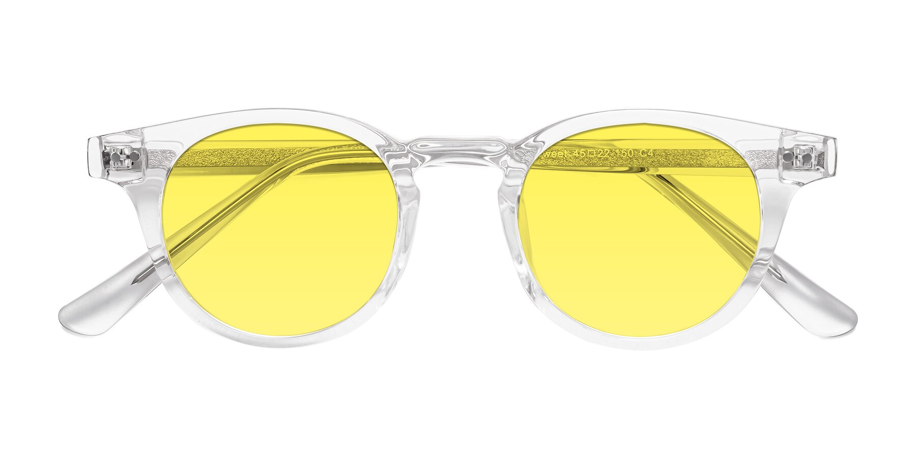 Folded Front of Sweet in Clear with Medium Yellow Tinted Lenses