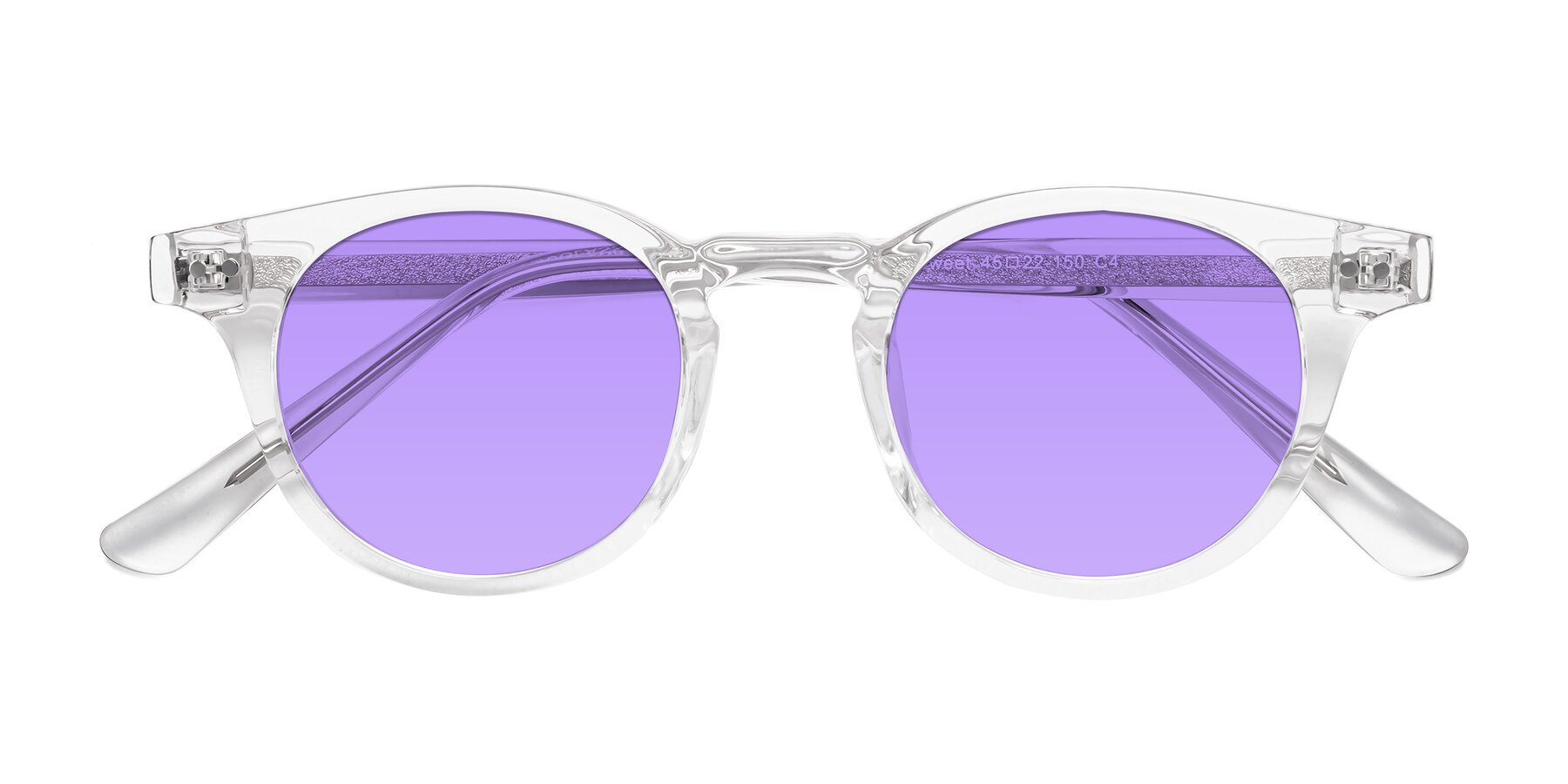 Folded Front of Sweet in Clear with Medium Purple Tinted Lenses